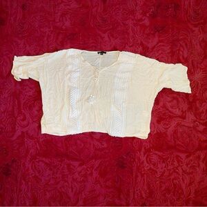 New York & Company Cream Blouse with Lace Detail (XXL) NEW